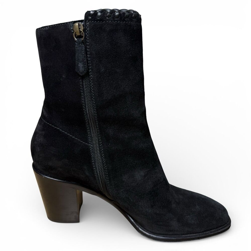 Frye Giovanna Suede Boots Sz 10 Block Heel Rodeo Leather Black Boho Western 3” - Picture 7 of 13